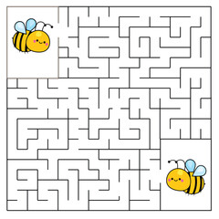 Maze puzzle. Help bees meet each other. Activity for toddlers. educational children game - 422270136