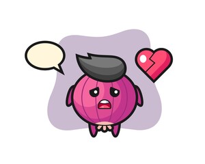onion cartoon illustration is broken heart