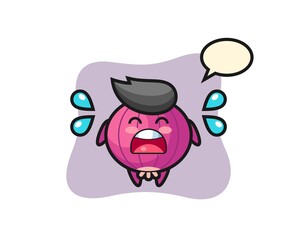 onion cartoon illustration with crying gesture