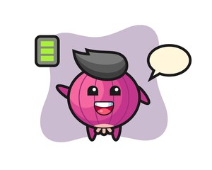 onion mascot character with energetic gesture
