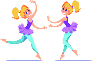 dancer set girls cartoon images. in the cartoon style. flat. vector.