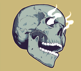 Pop Art Style Skull With Smoking Eyes