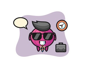 Cartoon mascot of onion as a businessman