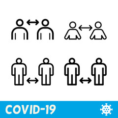 Keep distance line icon. Coronavirus, COVID-19