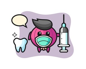 Mascot character of onion as a dentist
