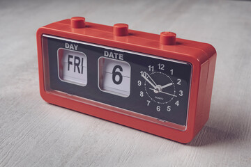 Vintage alarm clock with calendar