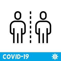 Keep distance line icon. Coronavirus, COVID-19