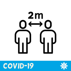 Keep distance line icon. Coronavirus, COVID-19