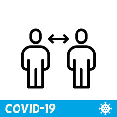 Keep distance line icon. Coronavirus, COVID-19