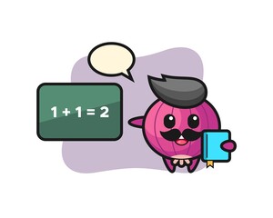 Illustration of onion character as a teacher