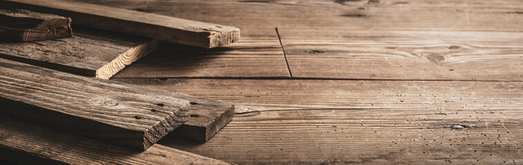 Rustic wooden boards on a table
