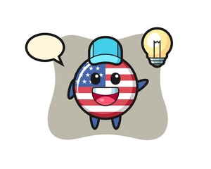united states flag badge character cartoon getting the idea