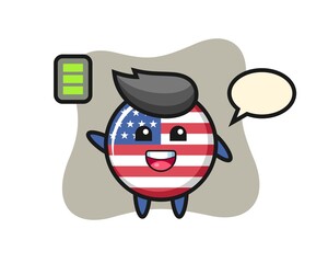 united states flag badge mascot character with energetic gesture