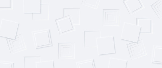 Neumorphism vector background. Minimal style white neumorphism website banner. Neumorphic UI UX interface design. Modern webdesign. Geometric white ultrawide 3d wallpaper.