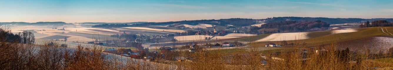 High resolution stitched panorama of a beautiful winter view near Bad Griesbach, Bavaria, Germany