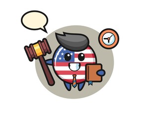 Mascot cartoon of united states flag badge as a judge