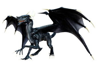 3D Rendering Fairy Tale Dragon on White