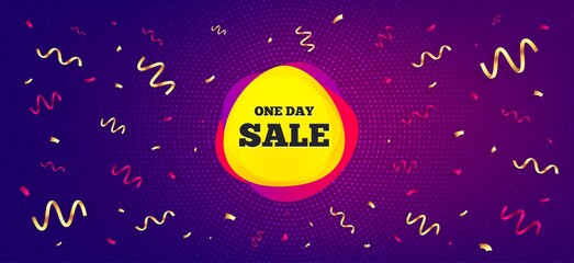 One day sale banner. Discount sticker shape. Vector