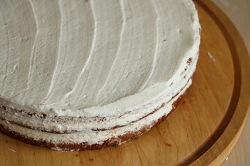 piece of cake with whipped cream closeup