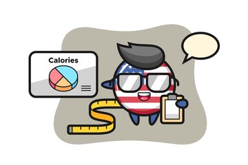 Illustration of united states flag badge mascot as a dietitian