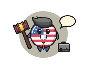 Illustration of united states flag badge mascot as a lawyer