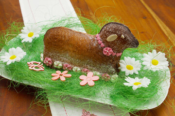traditional baked easter lamb with sugar flowers