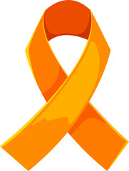Symbolic orange ribbon. On a white background. Vector illustration. UN Campaign on Violence against Women. Attention Deficit Syndrome. Hyperactivity. Solidarity with the Orange Revolution. 