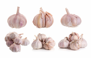 Fresh garlic head isolated on white background.