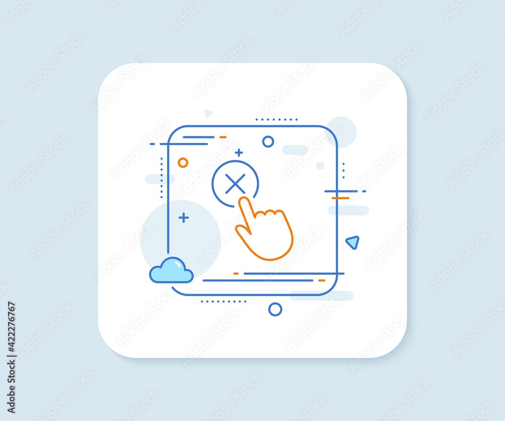 Poster reject click line icon. decline button sign. vector