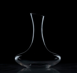 Wine decanter on black background