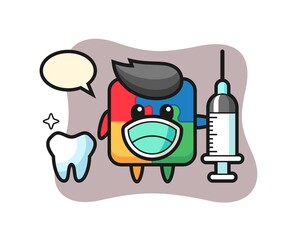 Mascot character of puzzle as a dentist