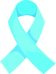The symbolical ribbon is sky-blue. On a white background. Vector illustration. The symbol of the problem is child abuse. The problem of prostate cancer.