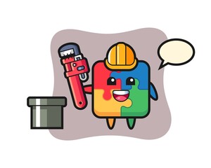 Character Illustration of puzzle as a plumber