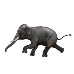 Side view of Indian elephant running. 3D illustration.