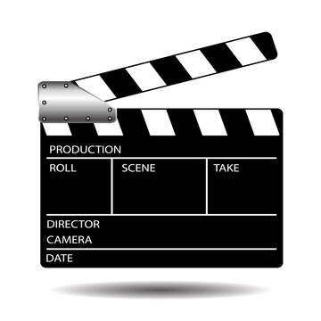 Clapper board. Movie industry. Vector cinema icon.