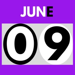 June 9 . Modern daily calendar icon .date ,day, month .calendar for the month of June