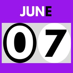 June 7 . Modern daily calendar icon .date ,day, month .calendar for the month of June