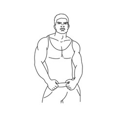Handsome muscle man. Outline male silhouette. Fitness, fashion and beauty concept. Vector illustration.