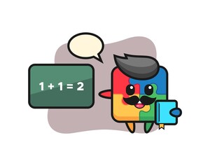 Illustration of puzzle character as a teacher