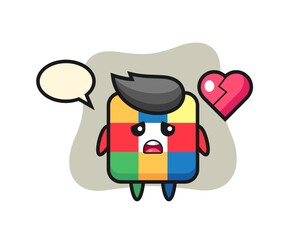 rubik cube cartoon illustration is broken heart