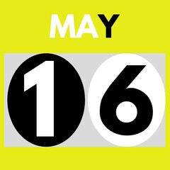 May 16 . Modern daily calendar icon .date ,day, month .calendar for the month of May