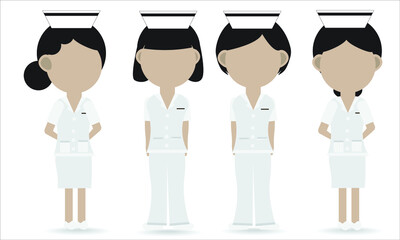 Illustraton of  Nurse in White Dress Vector. 