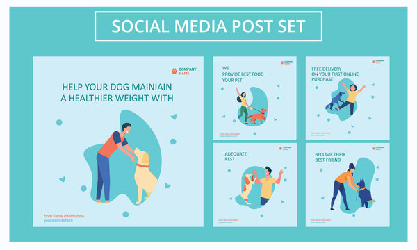 Set of Editable National Pet Day Square Poster template. Usable for social media, story, and web internet ads.