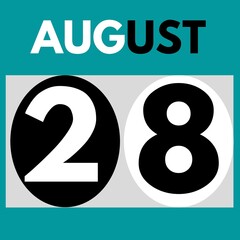 August 28 . Modern daily calendar icon .date ,day, month .calendar for the month of August