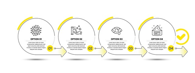 Conjunctivitis eye, Washing hands and Coronavirus icons set. Skin cream sign. Vector