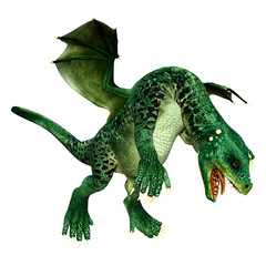 3D Rendering Fairy Tale Dragon on White