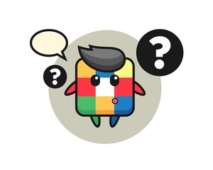 Cartoon Illustration of rubik cube with the question mark