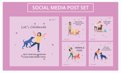 Editable geometric poster template for social media posts, stories, stories, flyers. Set of National Pet Day Poster Template.