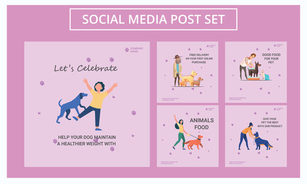 Editable geometric poster template for social media posts, stories, stories, flyers. Set of National Pet Day Poster Template.