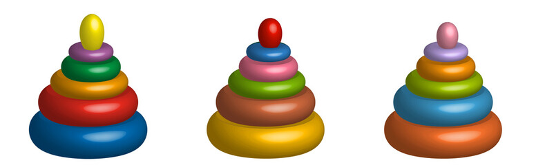 Colorful Pyramid Toy for young children. Vector illustration isolated on white background.